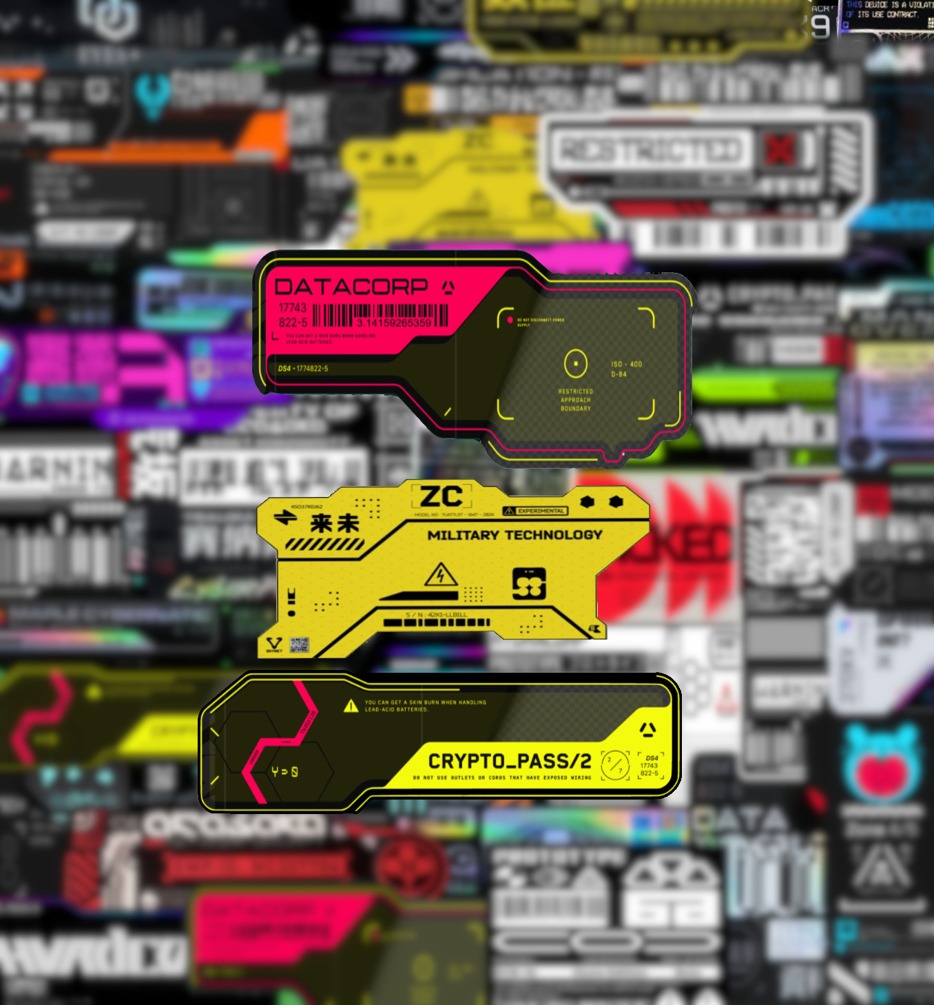 20/40 Cyberpunk Decal Stickers – Glossy Vinyl – Water Resistant Futuristic