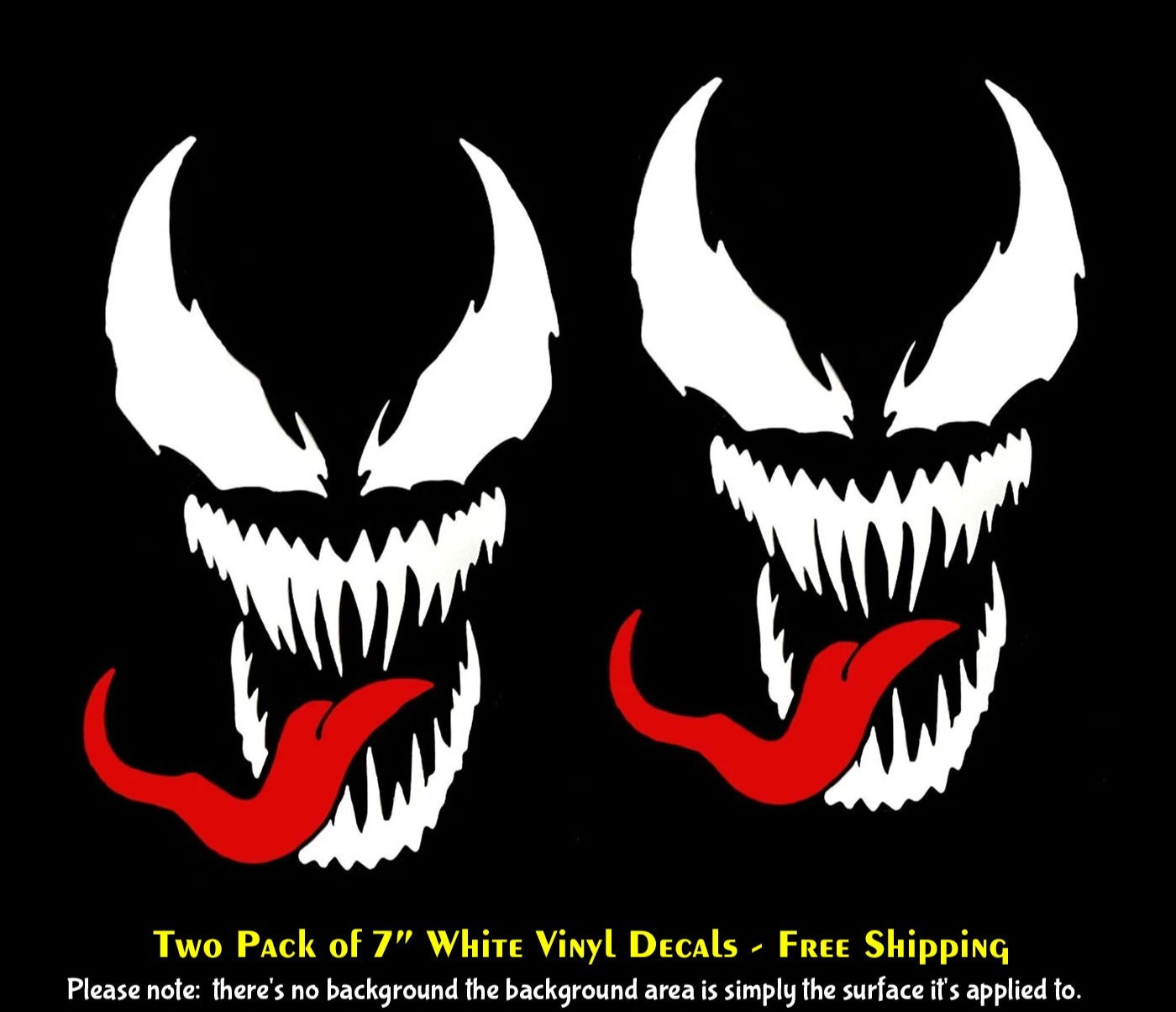 Venom with Red Tongue 7″ White Vinyl Decals Vehicle windows Door Bumper Tumbler