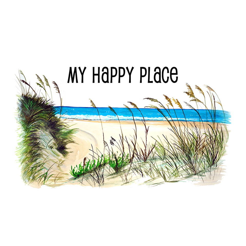 My Happy Place Beach Scene Vinyl Decal Sticker – Car Truck RV Cooler Tumbler
