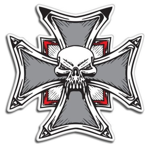 Iron Cross Skull Vinyl Sticker – SELECT SIZE