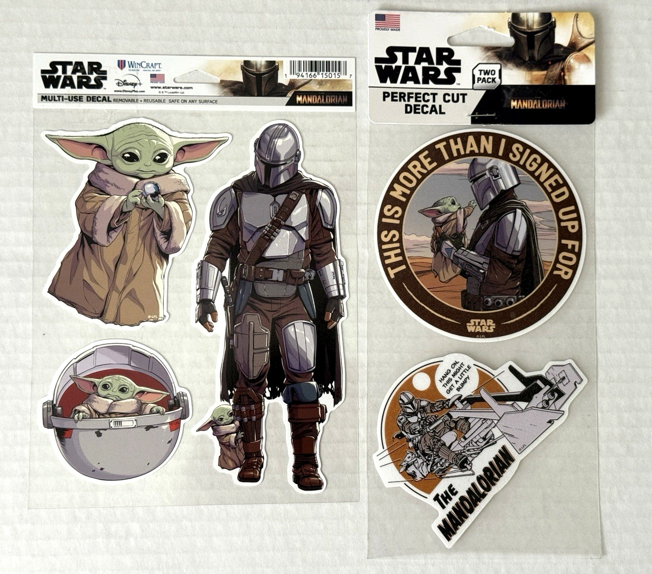 Set of 2 Sheets Perfect Cut Decals Disney Star Wars The Mandalorian By Wincraft