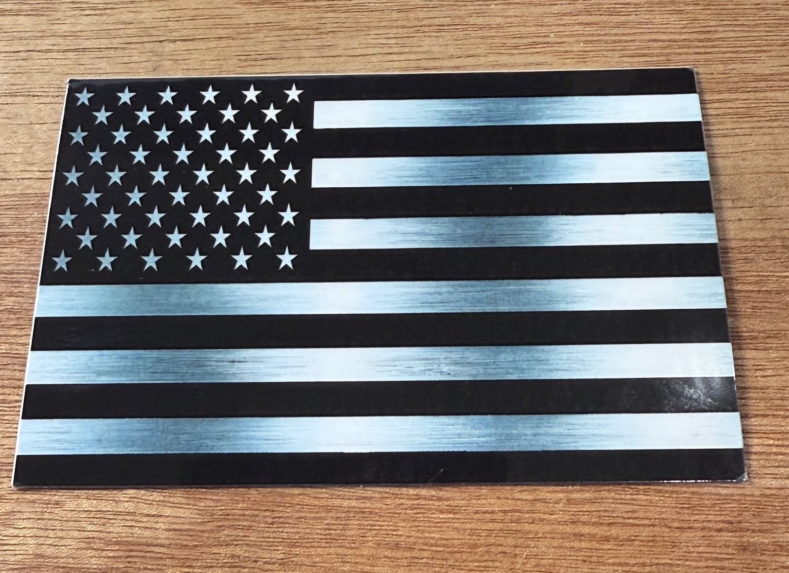 Sticker American Flag one forward and one reverse black metallic silver vinyl US