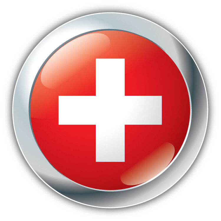 Switzerland Flag Glossy Silver Label Car Bumper Sticker Decal