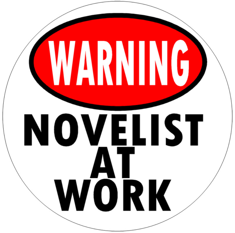 Warning Novelist At Work – Circle Sticker Decal 3″ x 3″ – Writer Writing
