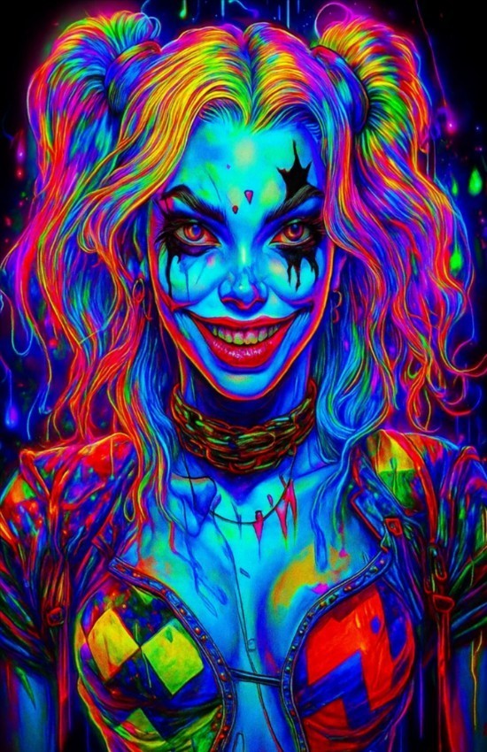 Harley Quinn Vivid Neon Wall Graphic Vinyl Decal Poster (Removable Adhesive)