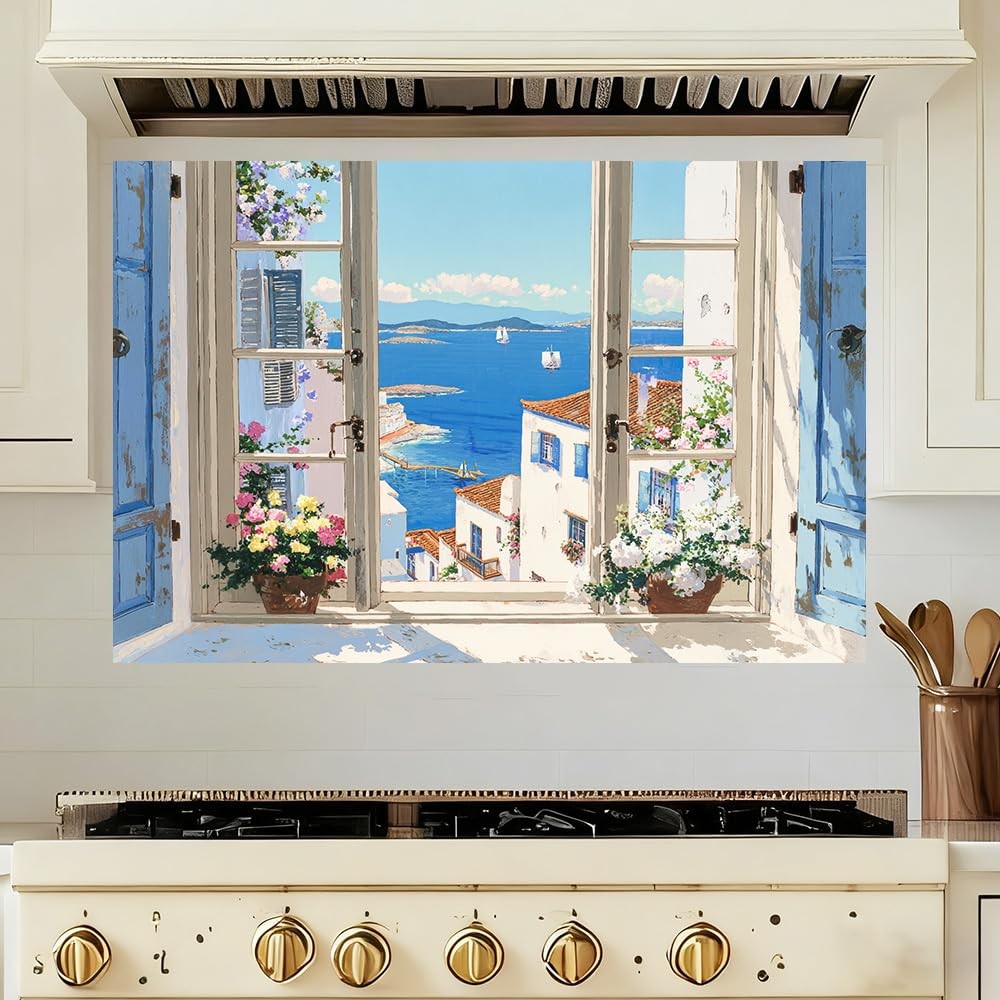 Kitchen Wallpaper and Stove Backsplash Stickers Waterproof PVC Vinyl Peel and…