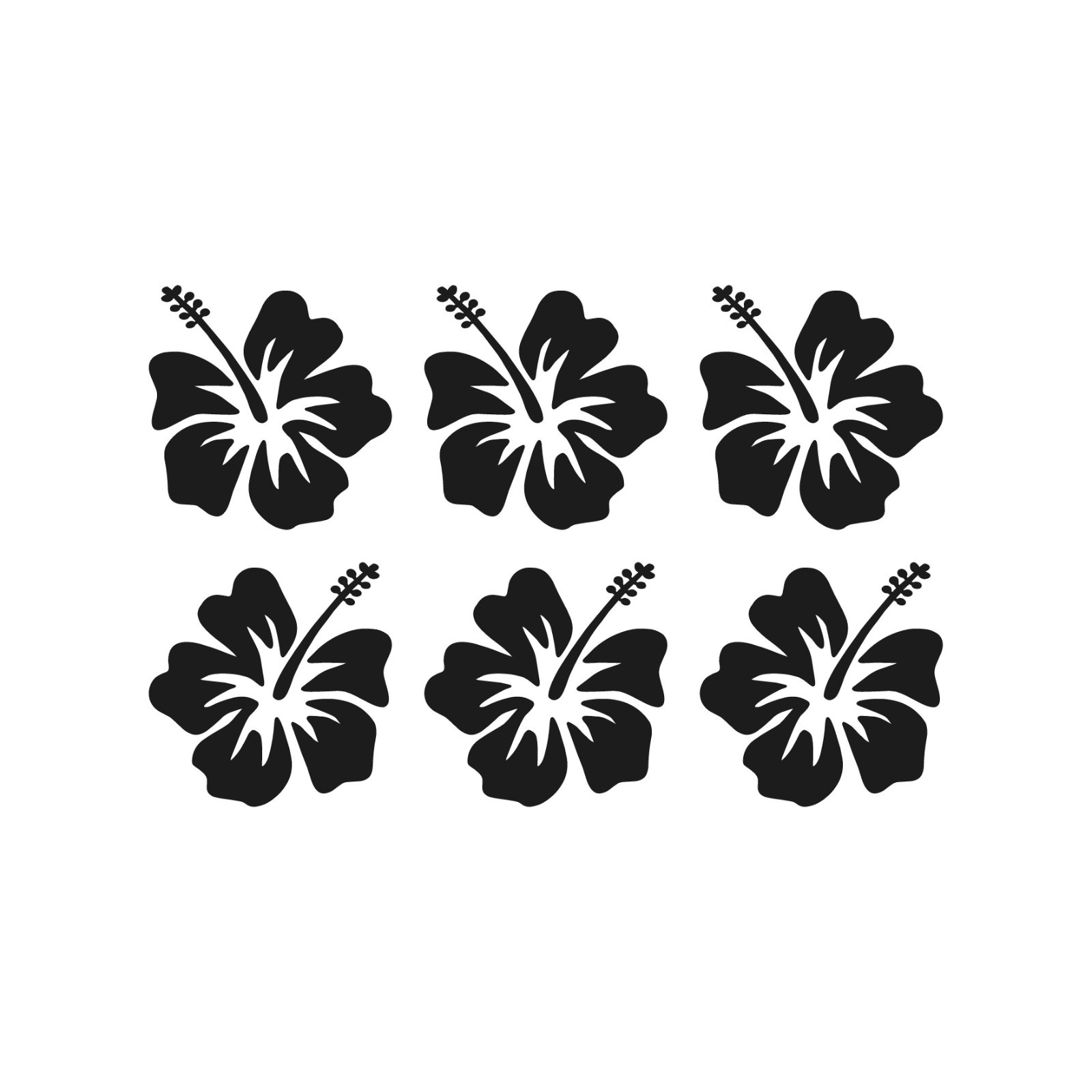 Set of 6 Hawaiian Hibiscus Flower 3 Mirrored Vinyl Decals Small Stickers