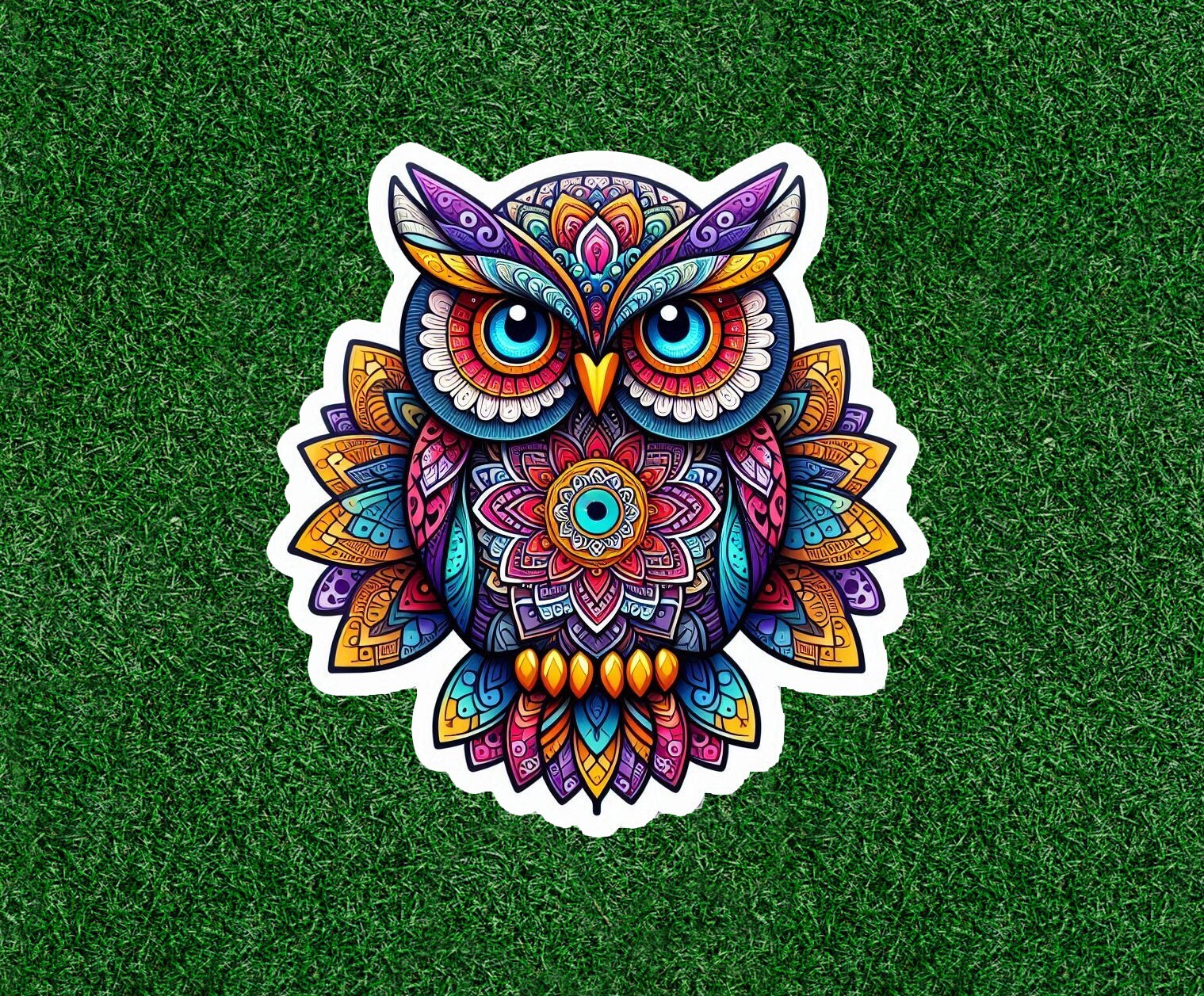 Colorful owl in a mandala design 100% waterproof vinyl sticker – many sizes