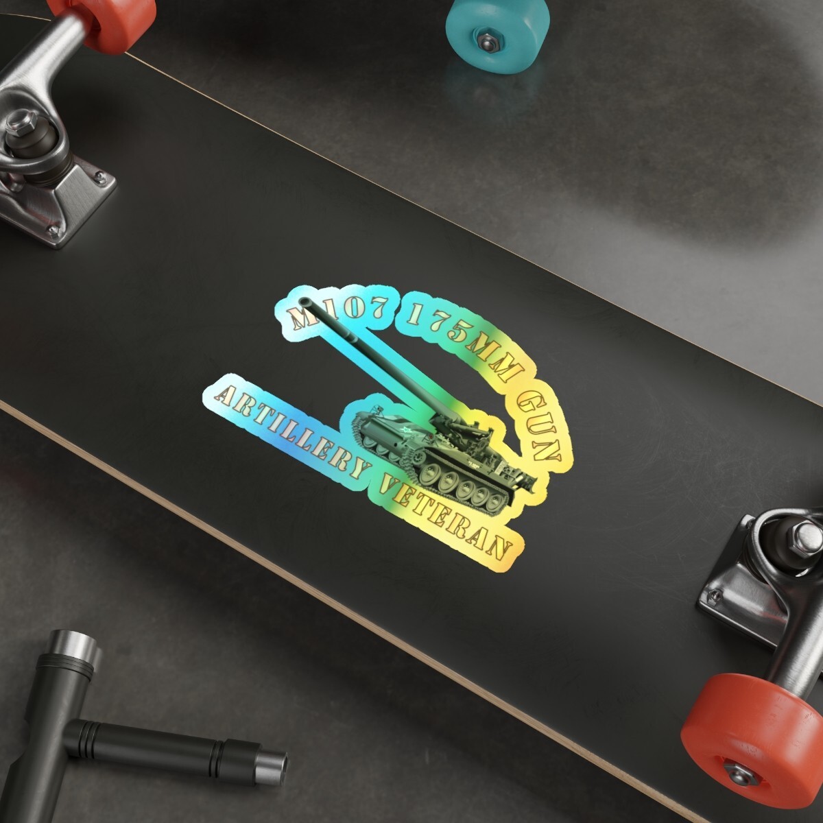 Holographic Die-cut Stickers – M107 – 175mm Gun – Artillery Veteran