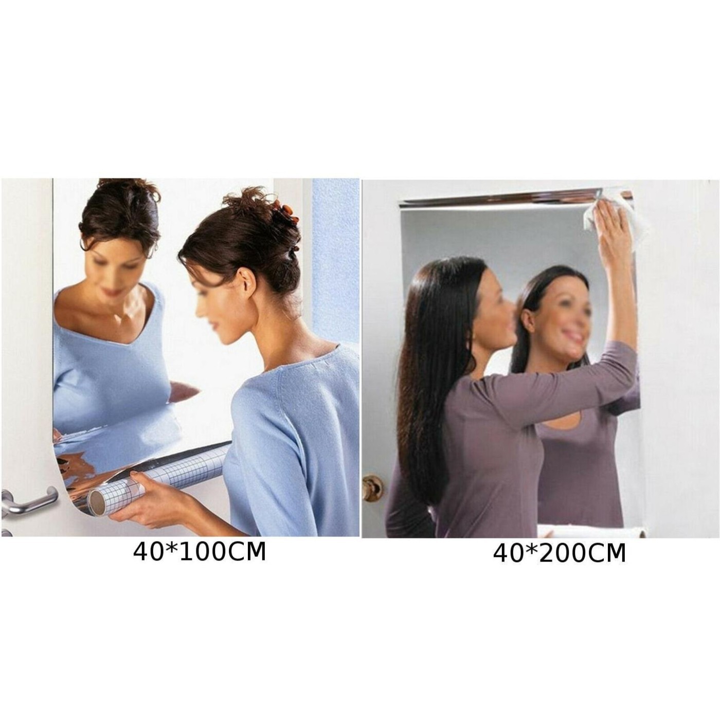 100/200CM Self-Adhesive Mirror Reflective Tiles Acrylic Wall Sticker Decor US