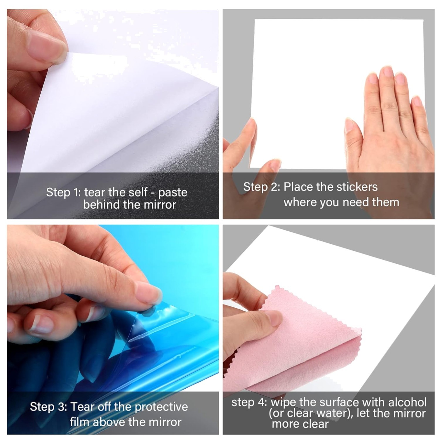 Self Adhesive Non Glass Mirror Tiles – 12×12 Inches, 10 Pack