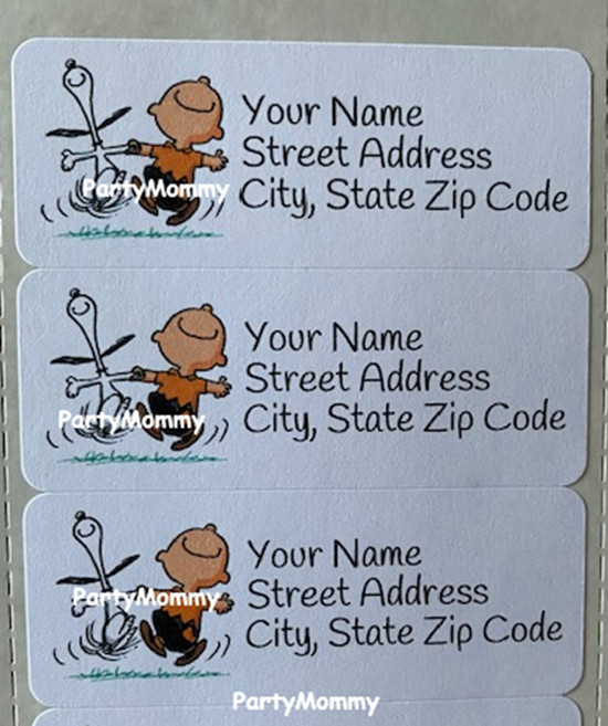 Snoopy & Charlie Brown Personalized Return Address Labels, 2.625″ x 1″,Stickers
