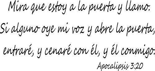 Apocalipsis 3:20, Adhesivo De Pared, Spanish Bible Verse Wall Decal