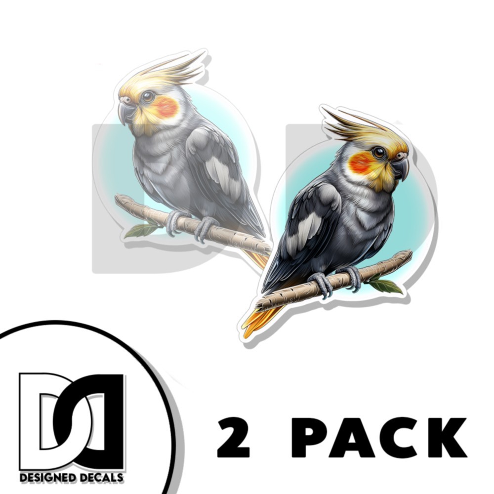 Cockatoo Sticker Animal Art Decal Vinyl White Bird Novelty Made in USA 2 PACK