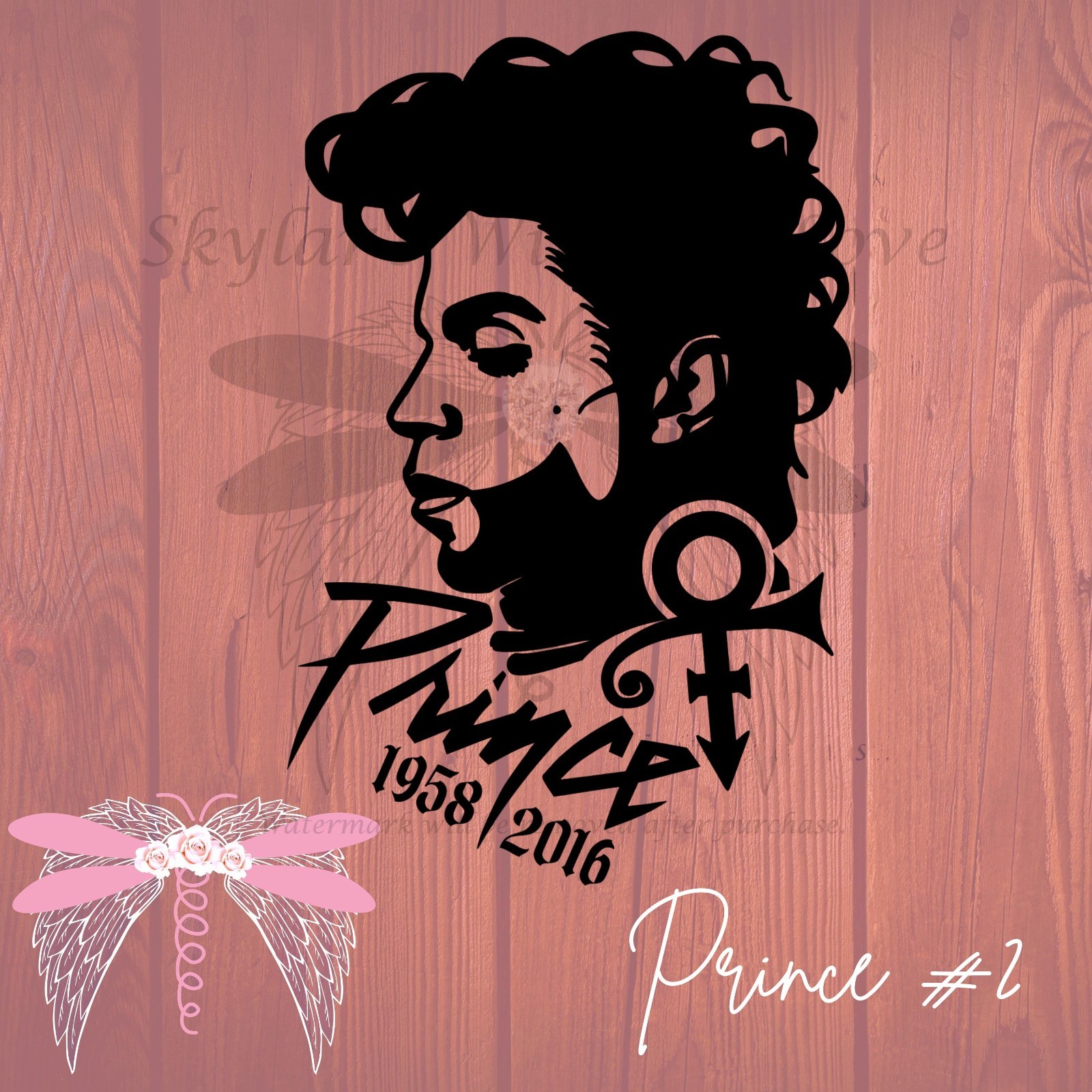 Prince Memorial Decal Silhouette Name & Dates