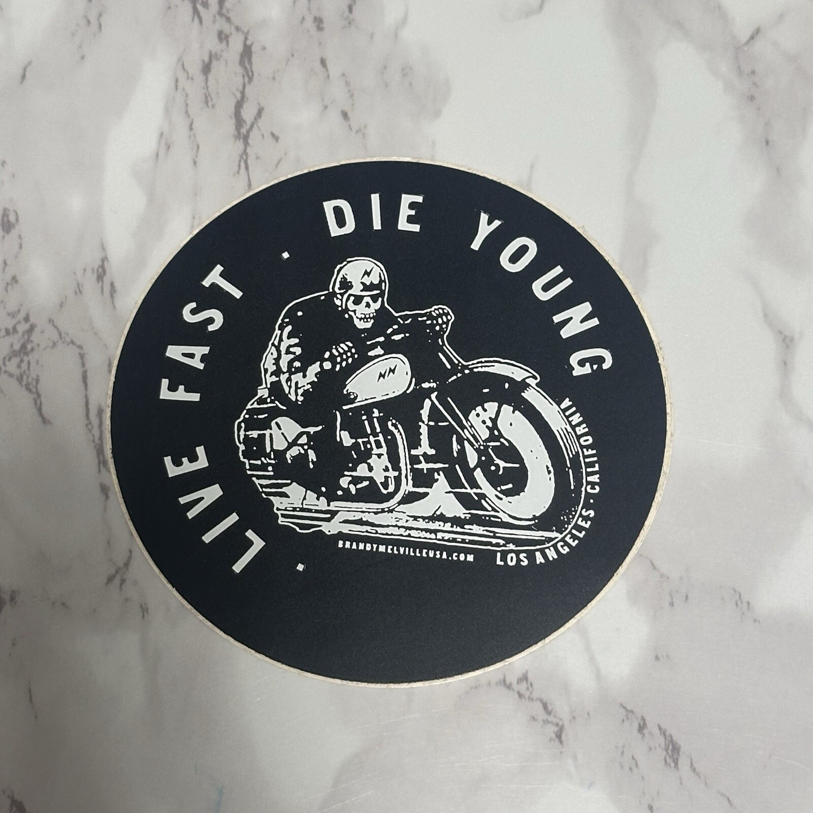 Rare Brandy Melville Deco Vinyl Laptop Stickers Live Fast Die Young Skull Motor