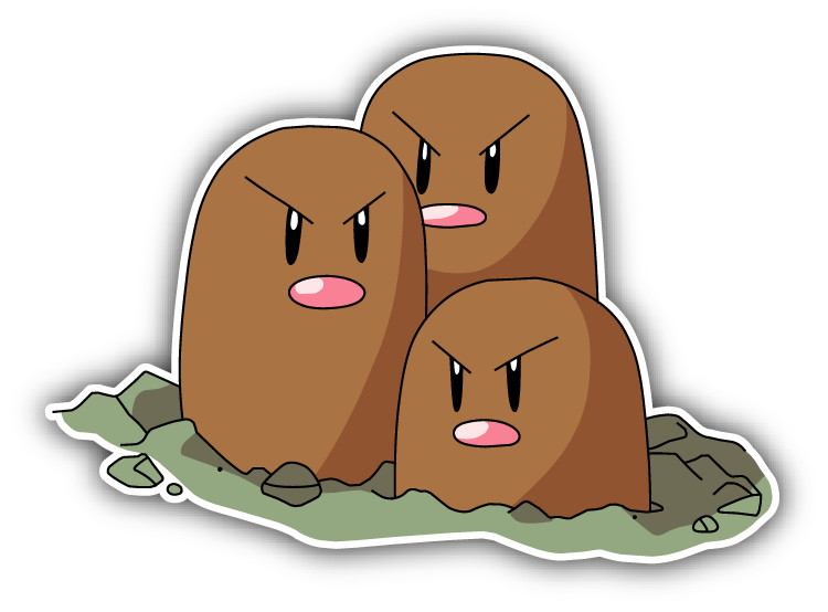 Pokemon Dugtrio Cartoon Car Bumper Sticker Decal 5” x 3”