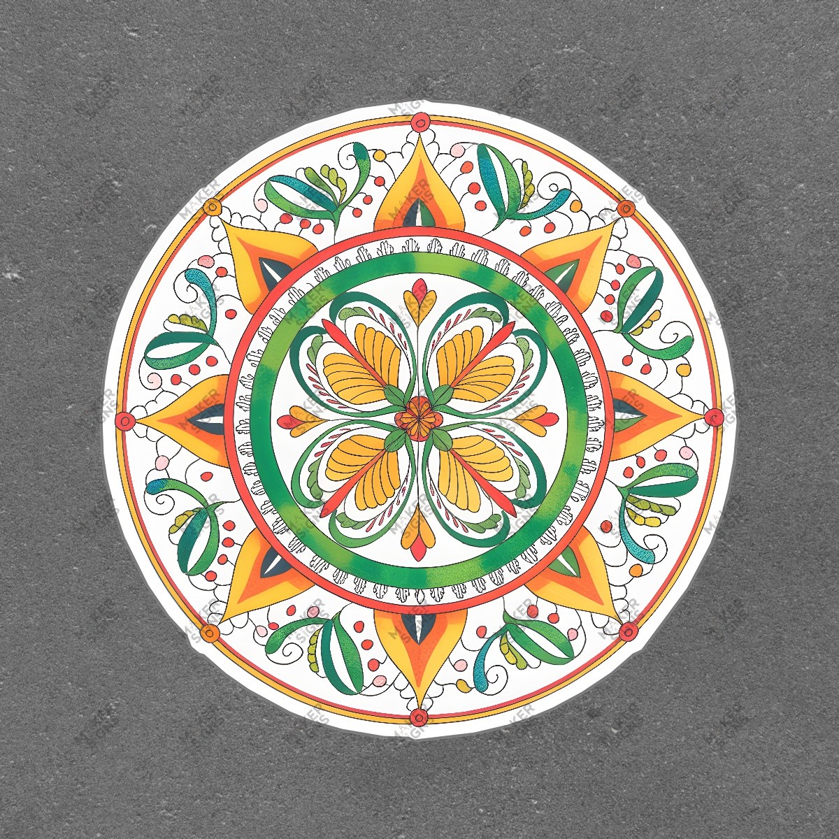 Vibrant Circular Mandala Art Sign Intricate Floral Design Home Decor #8240