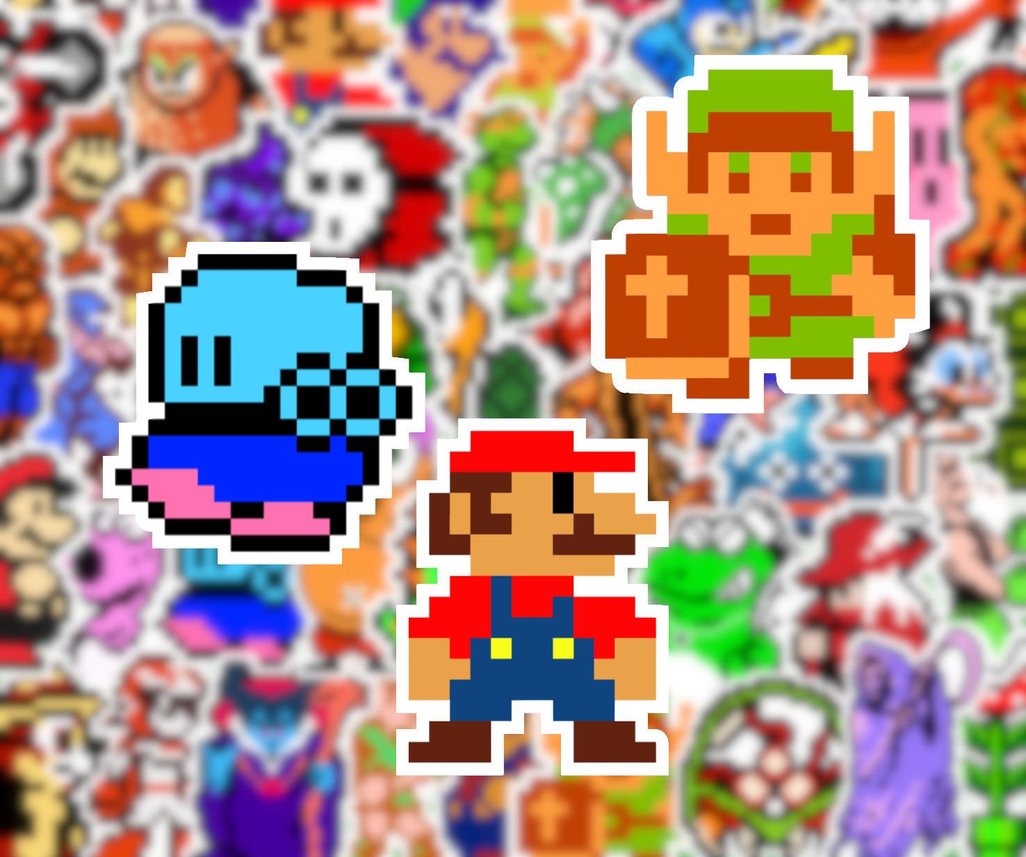 25/50 Nintendo Sprite Sticker Pack – Waterproof Vinyl- NES Pixel Art 8-Bit Mario