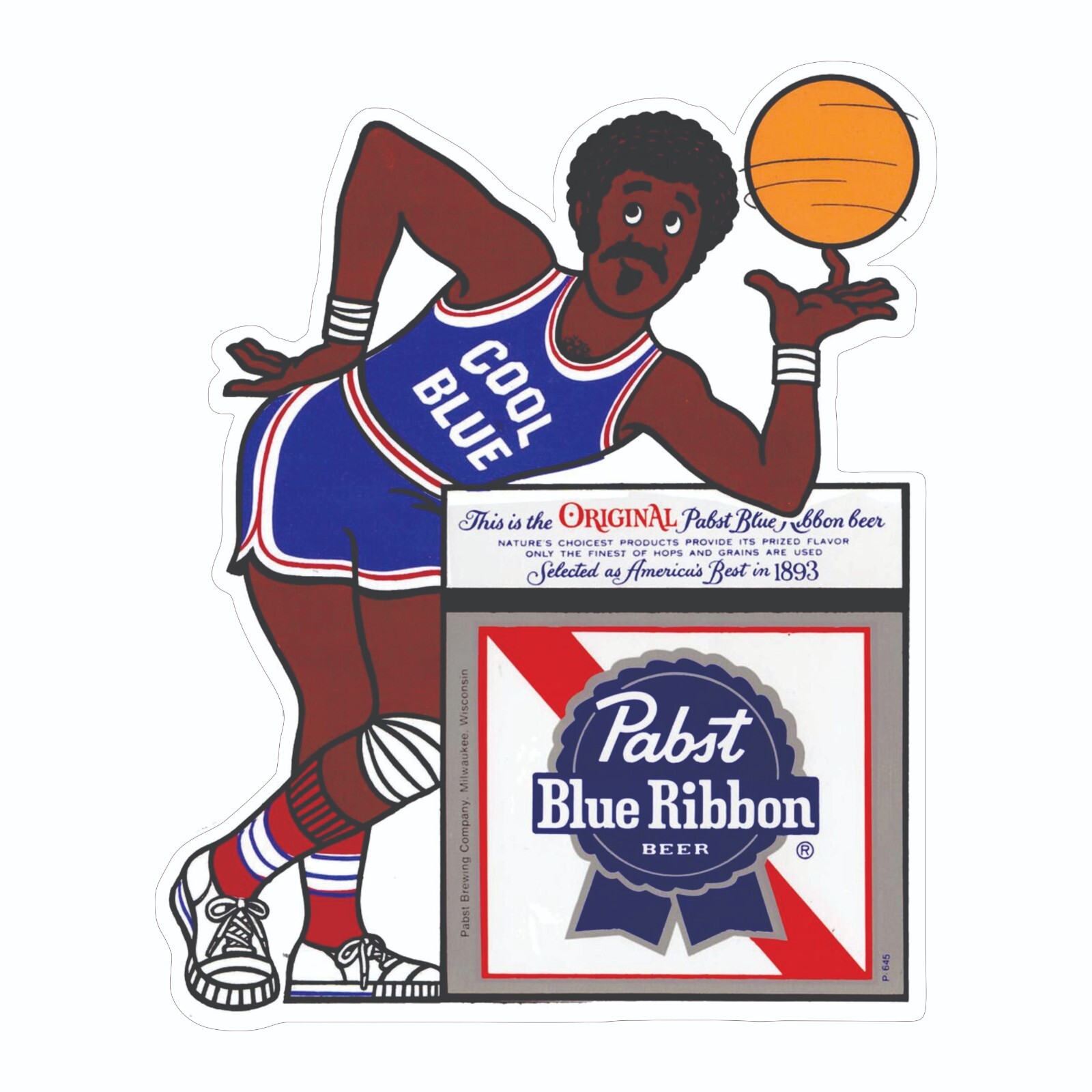 Pabst Blue Ribbon Basketball Cool Blue Decal / Bumper Sticker