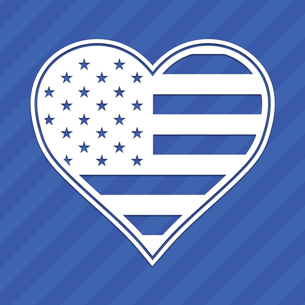 American Flag Heart Vinyl Wall Decal Sticker