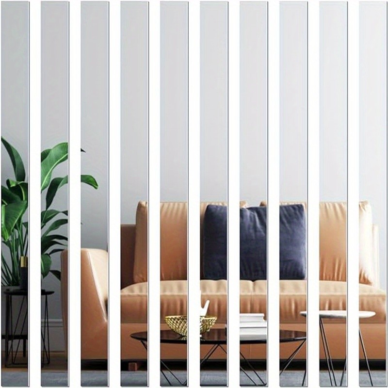 20Pcs Strip Acrylic Mirror Stickers Self Adhesive Home Wall Decoration