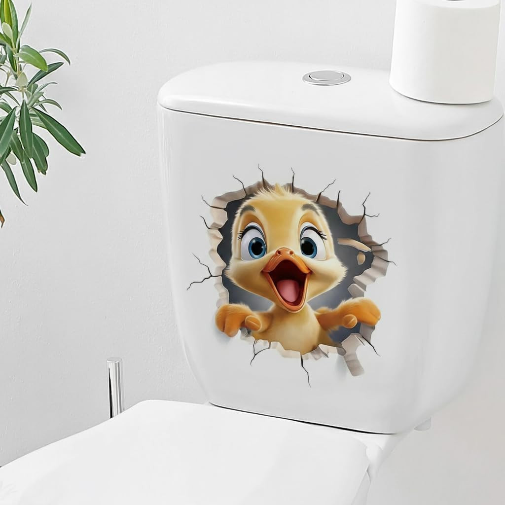 1 PCS Cute Duck Sticker, Bathroom Toilet Stickers for Wall Decals Toilet Seat Li