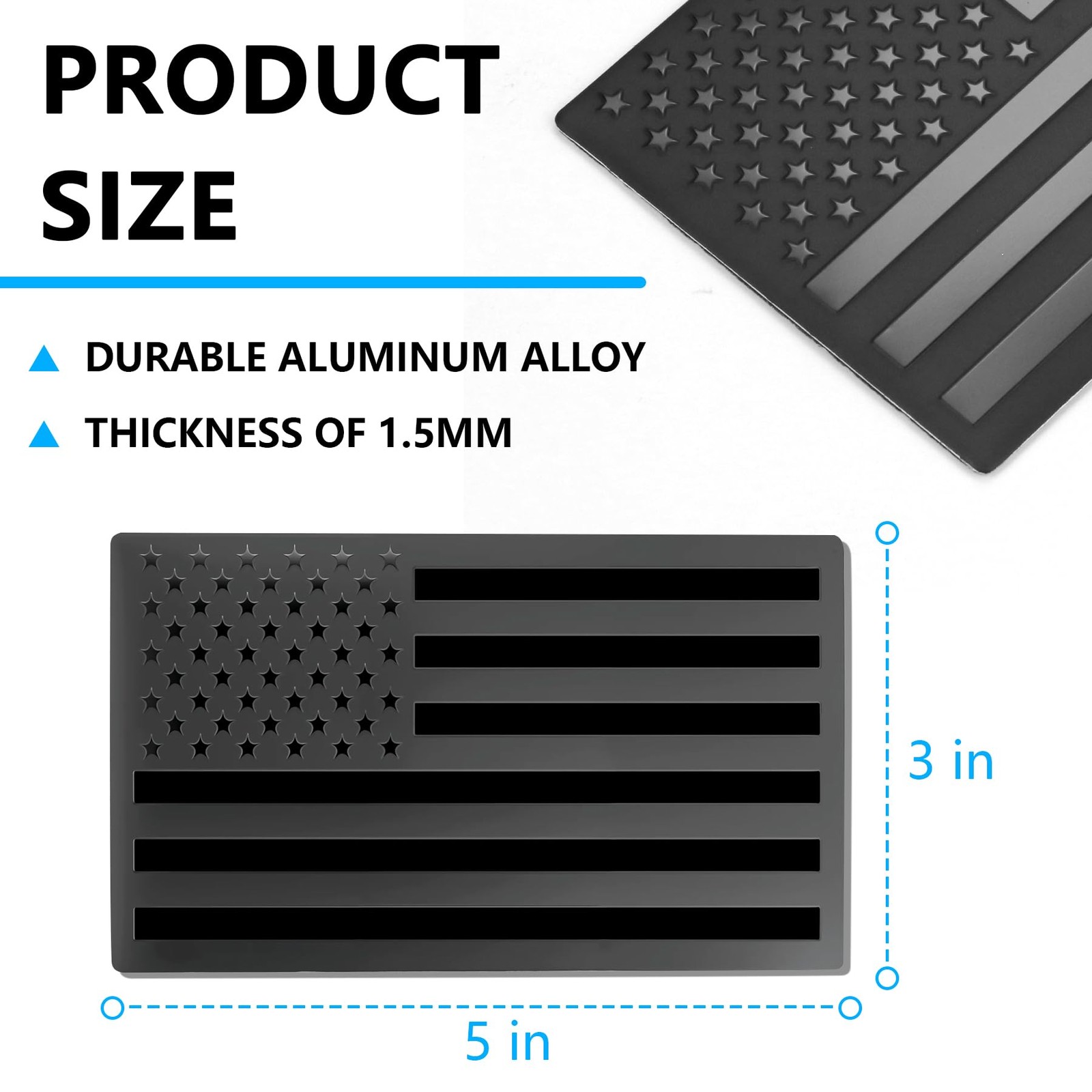 3D Metal USA Flag Emblem Decal, Black Aluminum Car Badge for Auto Truck SUV, …