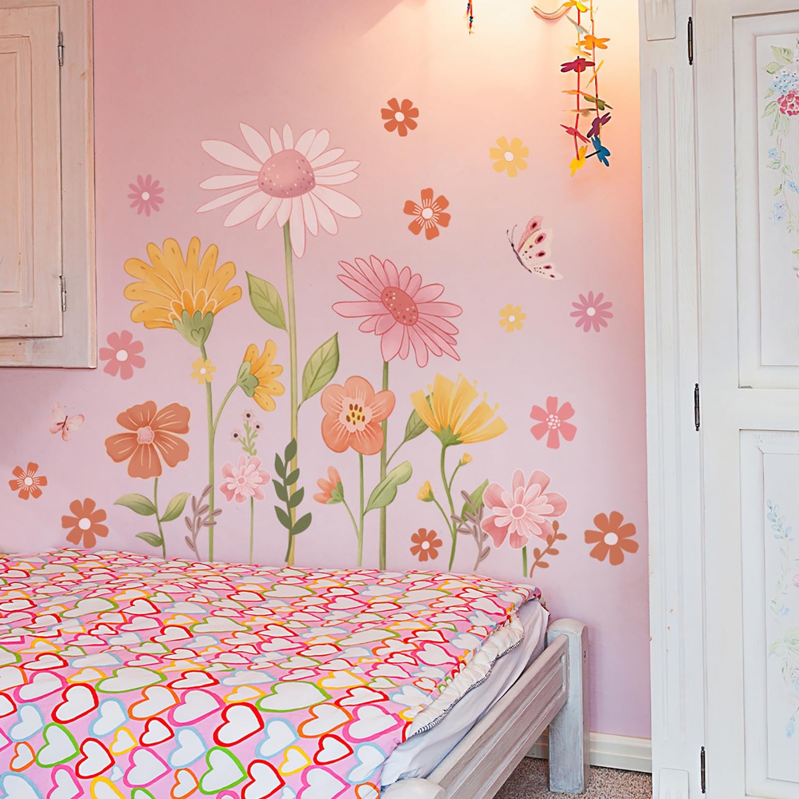 Flower Wall Decals Peel and Stick Colorful Cute Garden Flower Wall Stickers D…