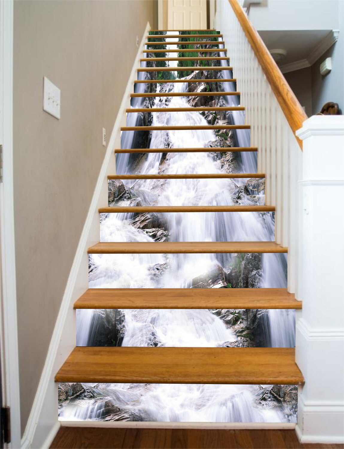3D Waterfall River AZ328 Stair Risers Decoration Mural Vinyl Wallpaper Kay