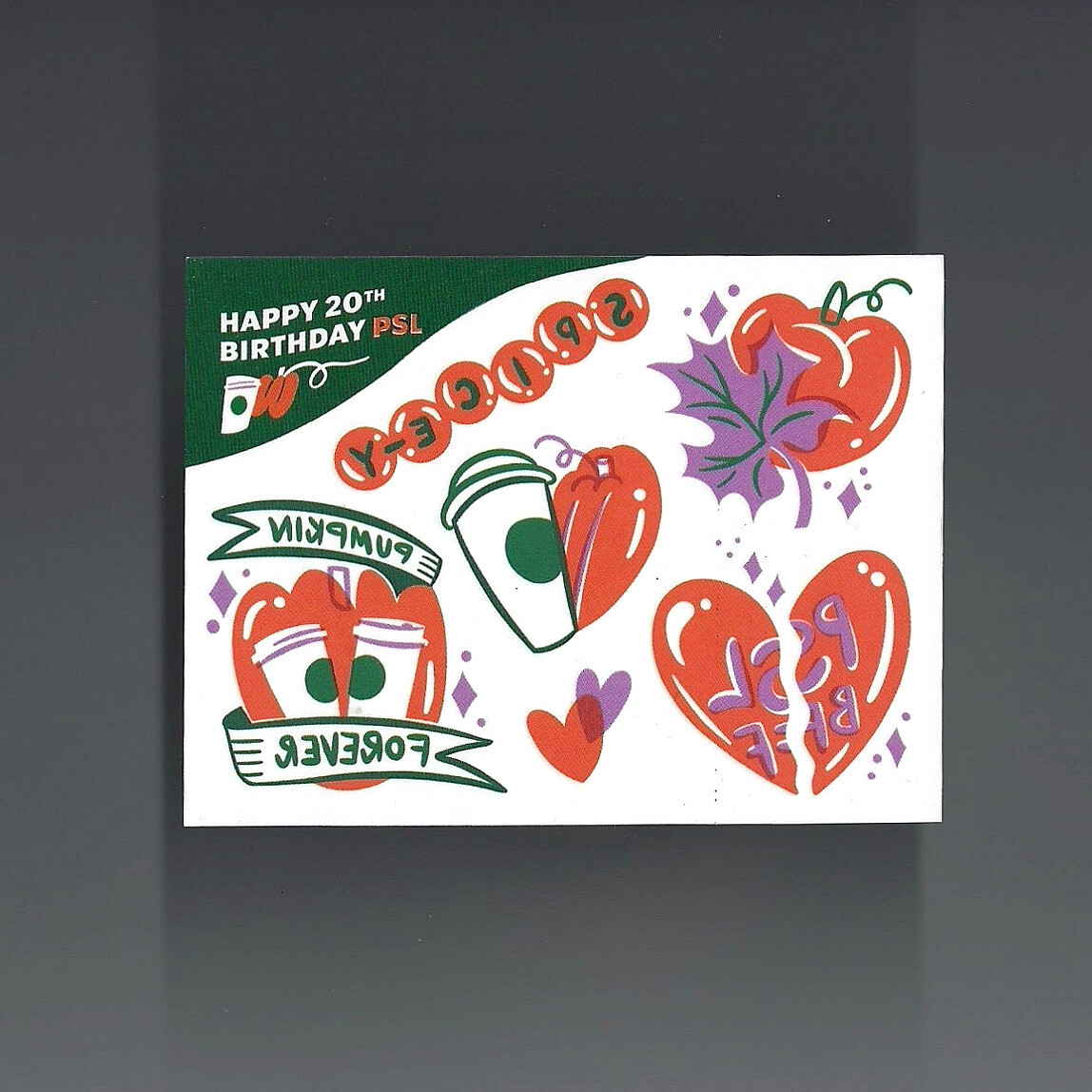 Starbucks PSL Pumpkin Spiced Latte Art Set of 6 Temporary Tattoos Coffee Heart