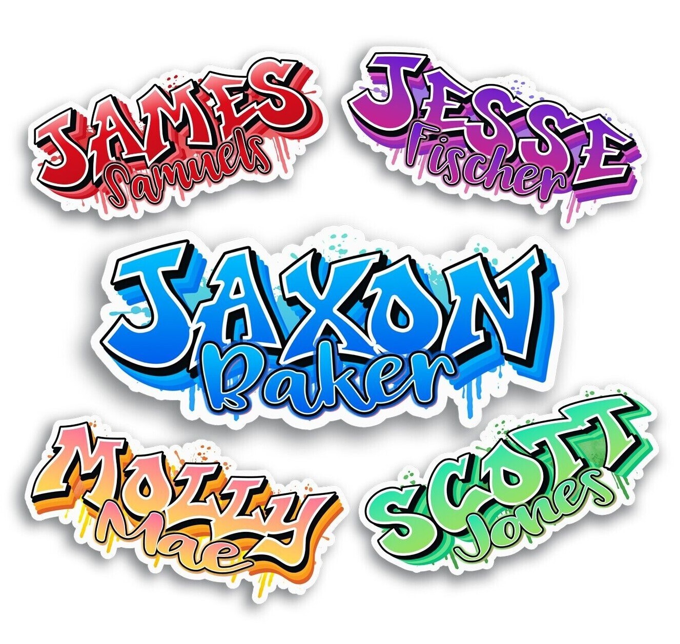 Graffiti Custom Personalized First Last Name Decal Sticker Water Bottle Laptop