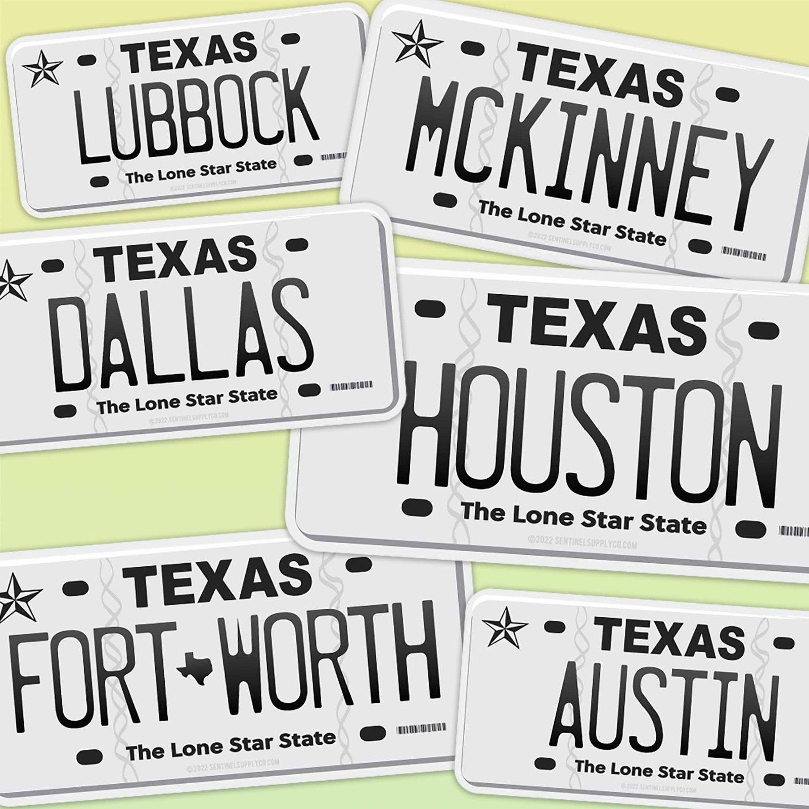 Texas License Plate Sticker – Choose from 50+ TX Cities