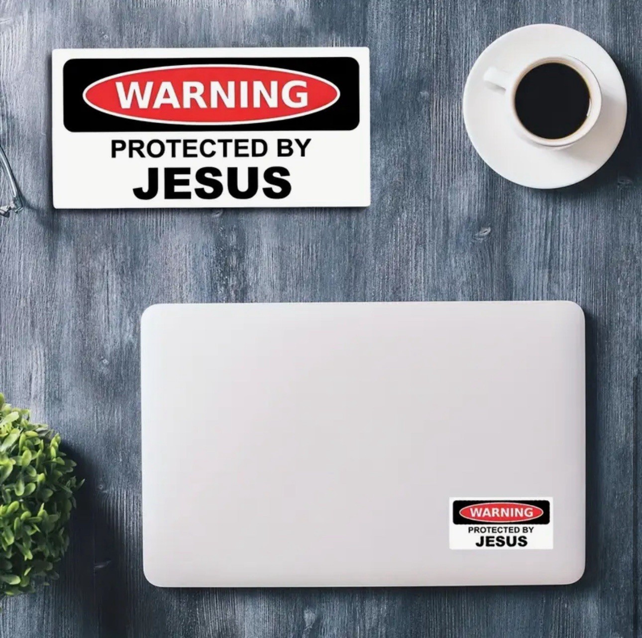 WARNING PROTECTED BY JESUS 2.75” WATERPROOF VINYL DECAL STICKER 1PC