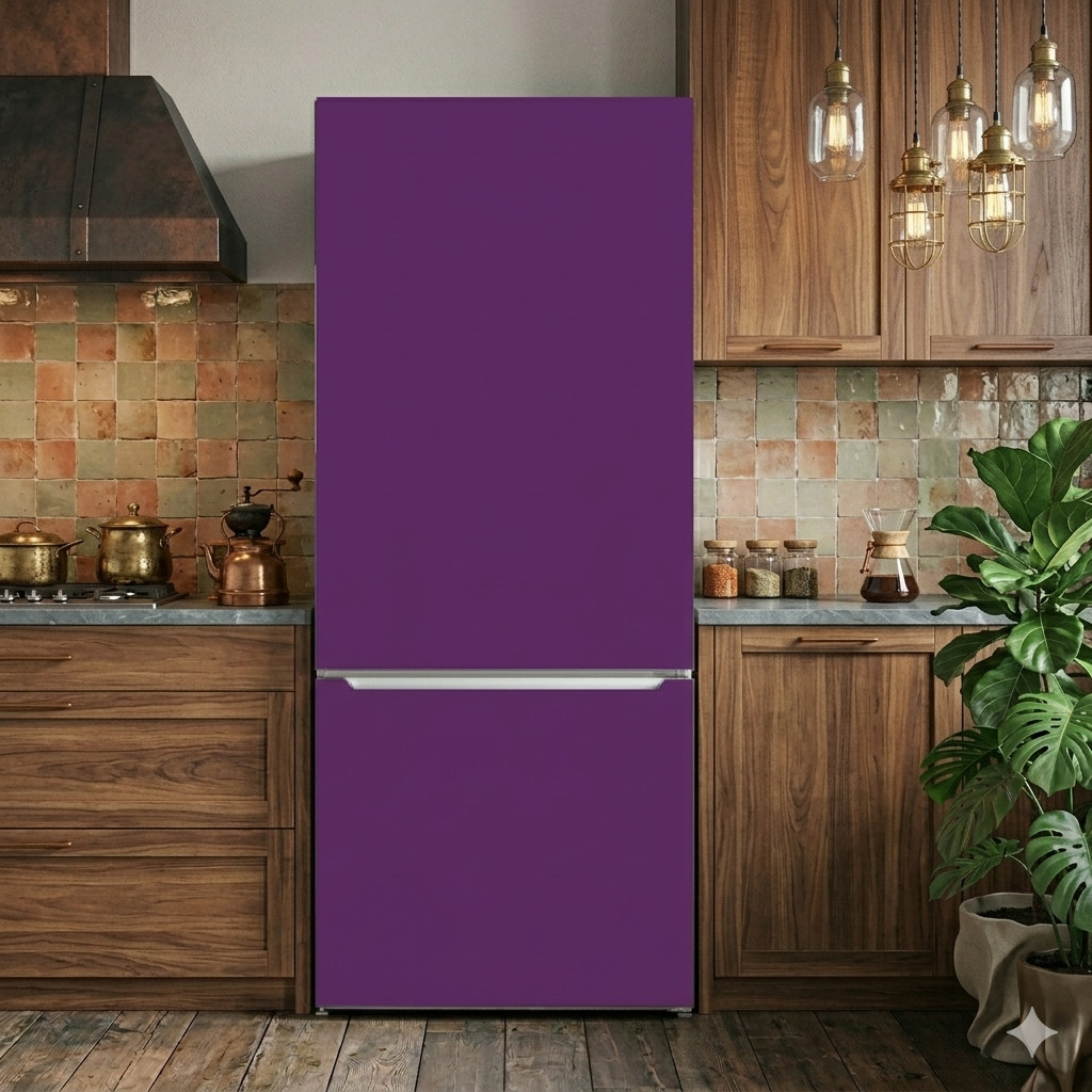 Purple Solid Color Fridge Vinyl Wrap for Modern Kitchens