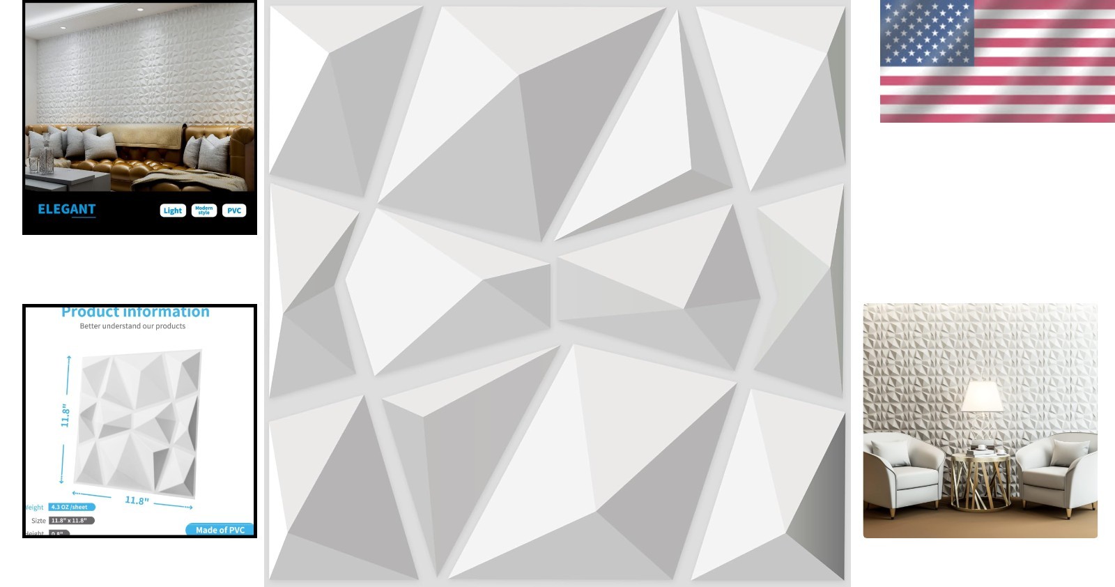 White Matte Decor Panels 11.8″x11.8″ 33 Tiles