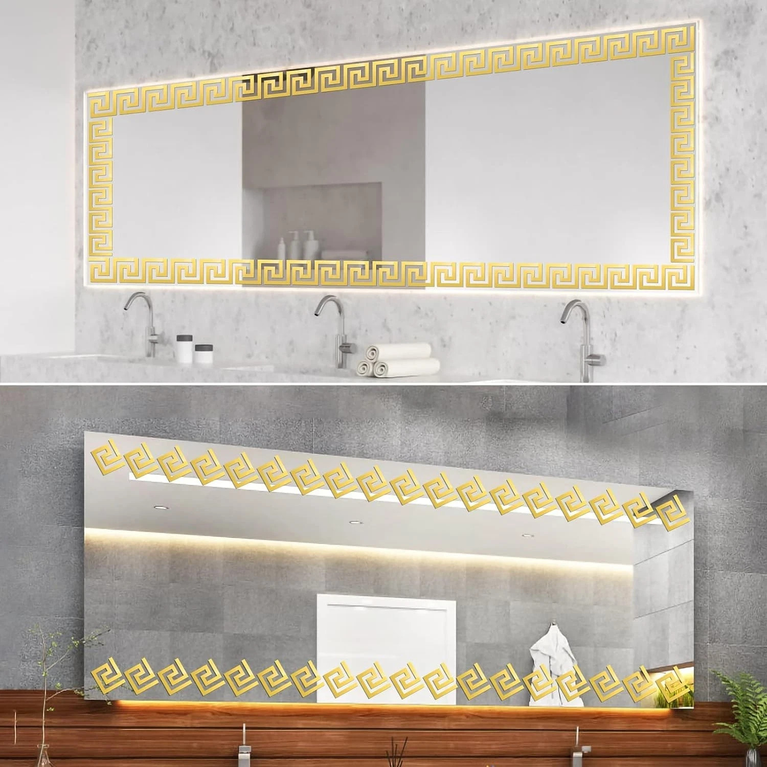 50Pcs Gold Mirror Stickers Wall Removable Peel and 50pcs gold,