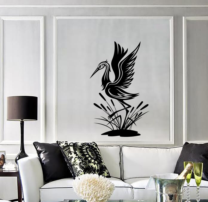 Wall Vinyl Decal Sticker Bird Heron Fast Beak Reeds Swamp (n1879)