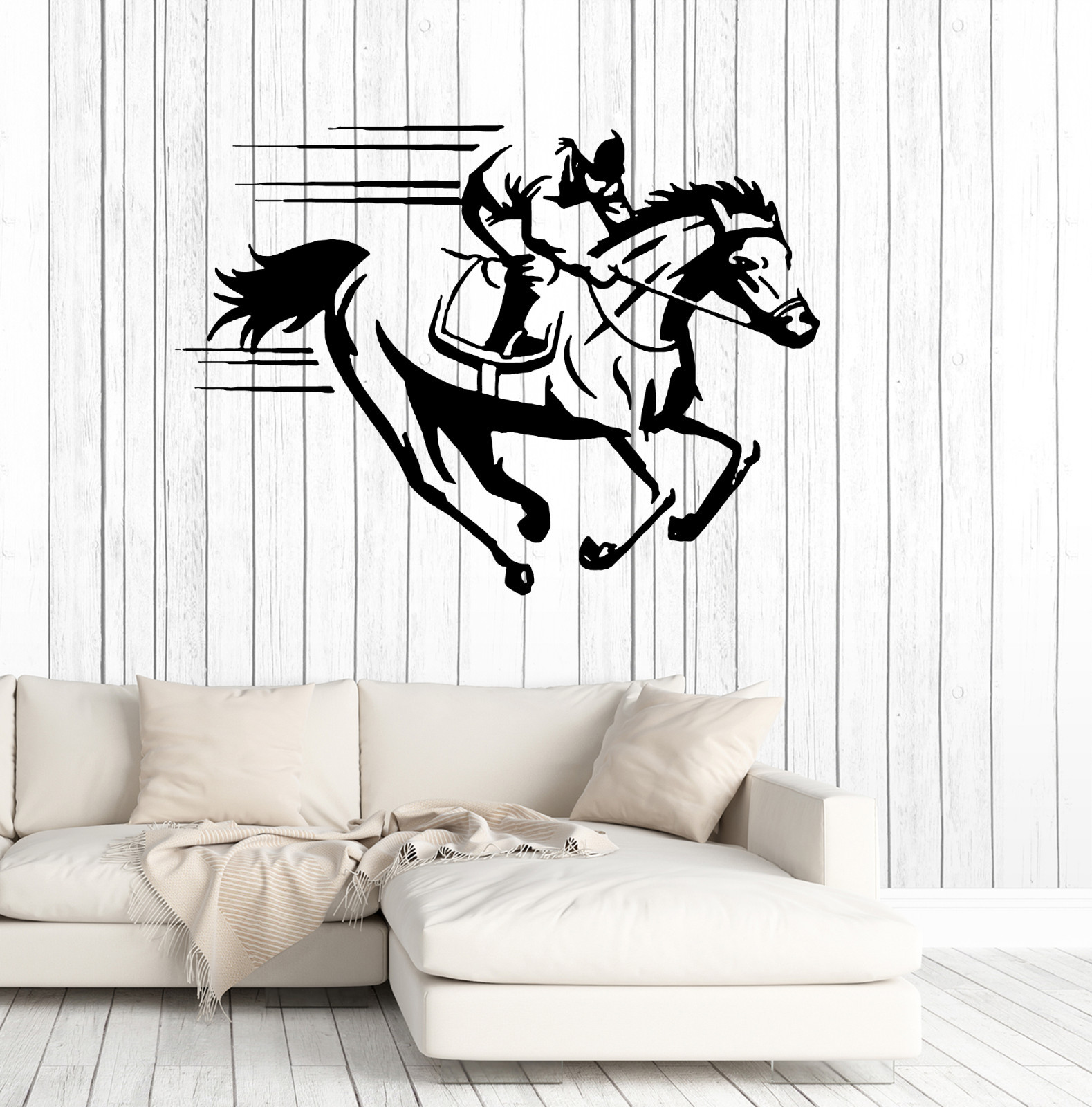 Wall Vinyl Decal Horse Jockey Jogging Racecourse Hippodrome Decor z4682