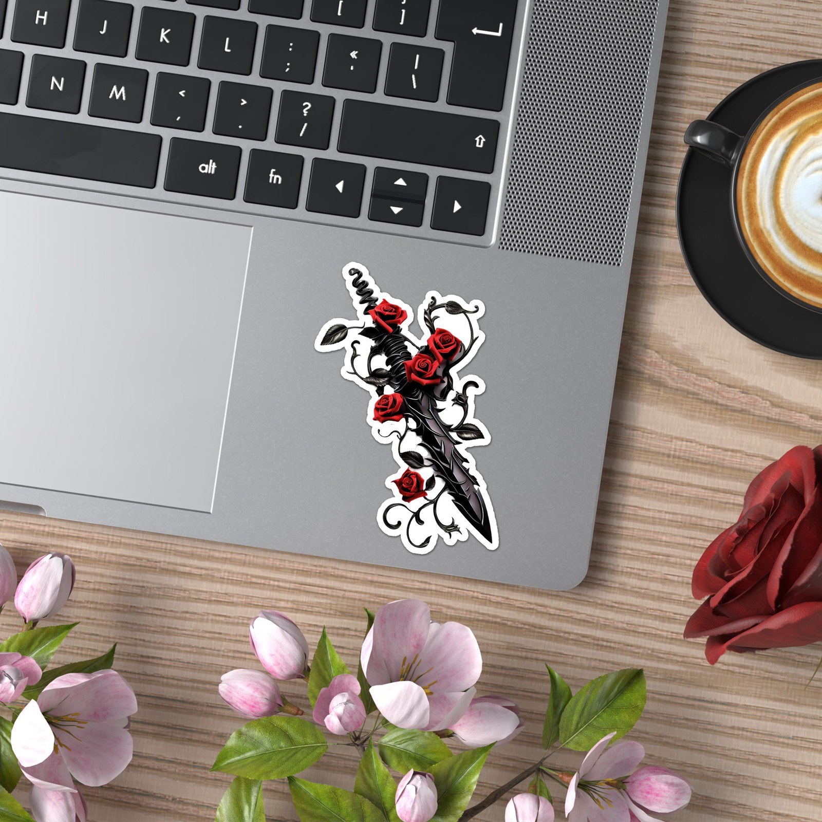 Gothic Dagger Roses – Vinyl Decal Sticker – Car Window Laptop – ebn11494