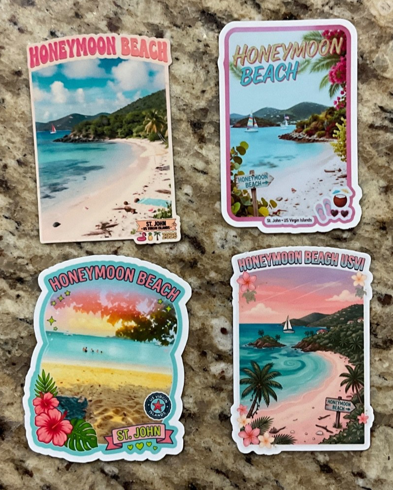 Honeymoon Beach St John USVI Island Vacation Travel Cruise Sticker Pack