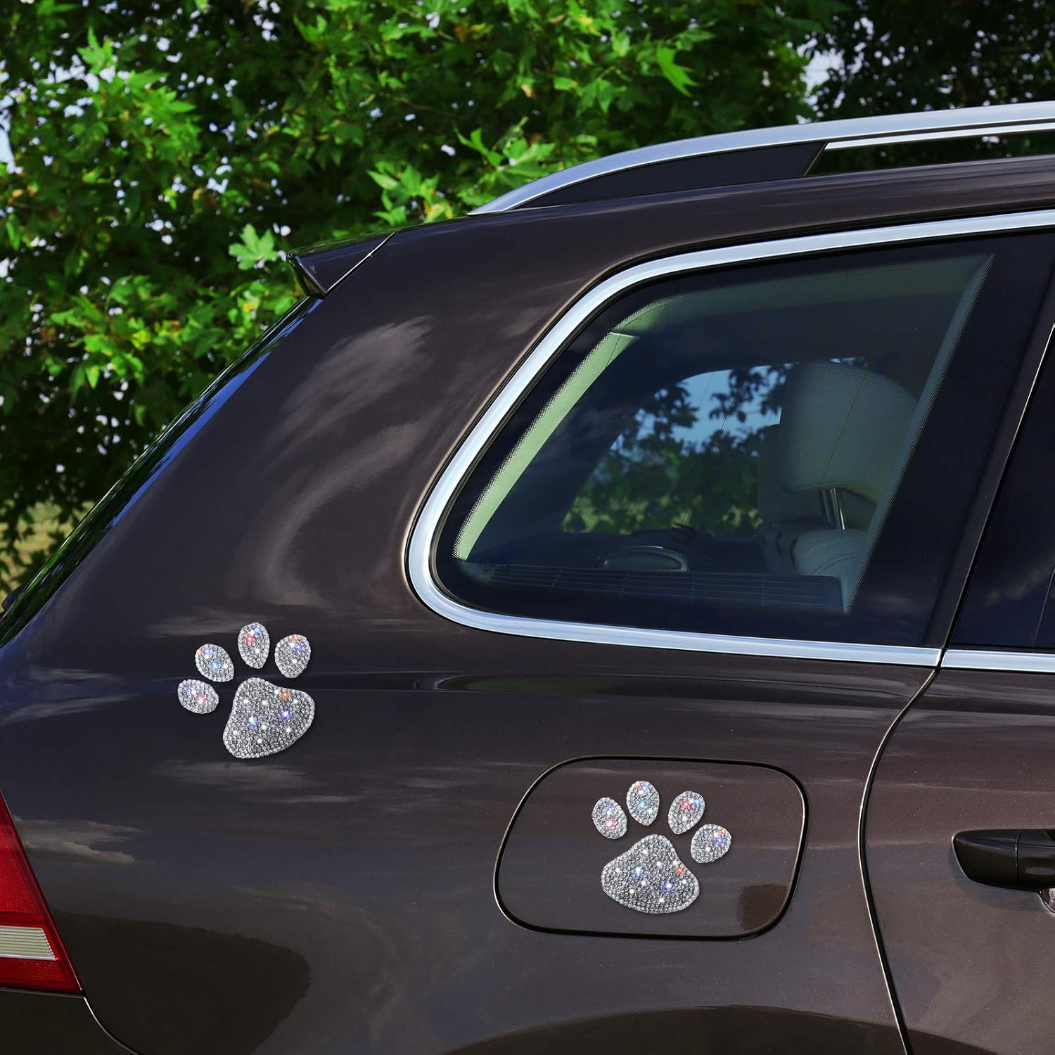 4 Pcs Bling Paw Print Car Decal Dog Paw Print Stickers Bling Rhinestone Decorati
