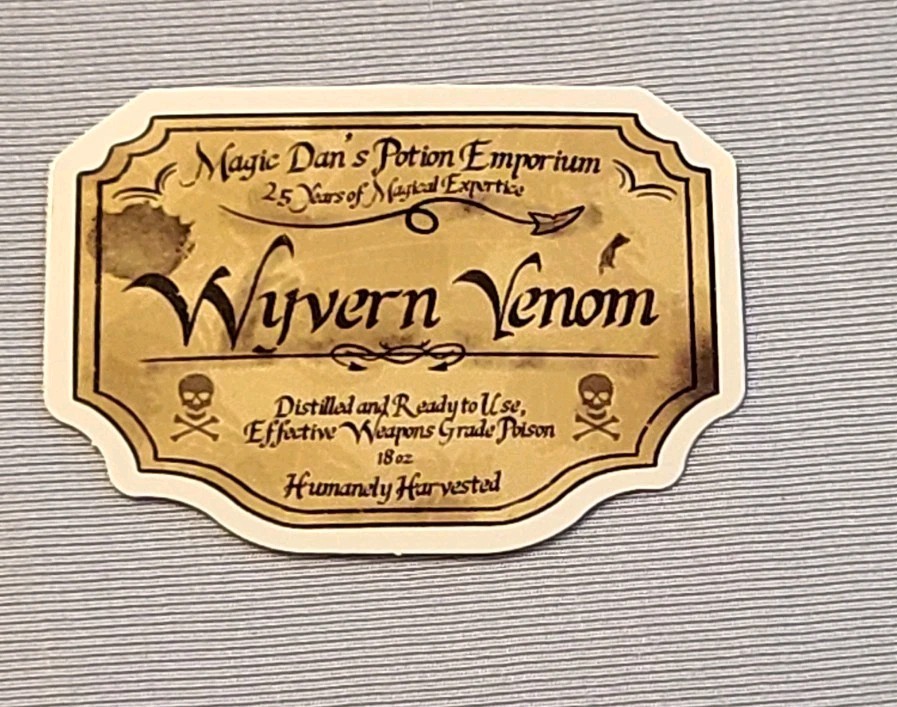 Wyvern Venom Vinyl Sticker Apothecary Potion Journal Scrapbook Die Cut Magic Dan