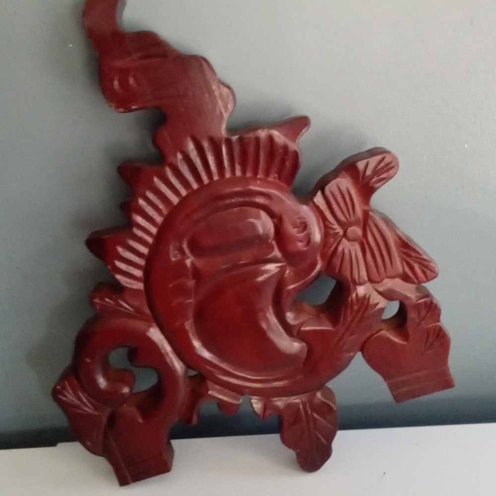 Vintage Wooden Sun Moon Carving Wall Art Handcrafted Decor