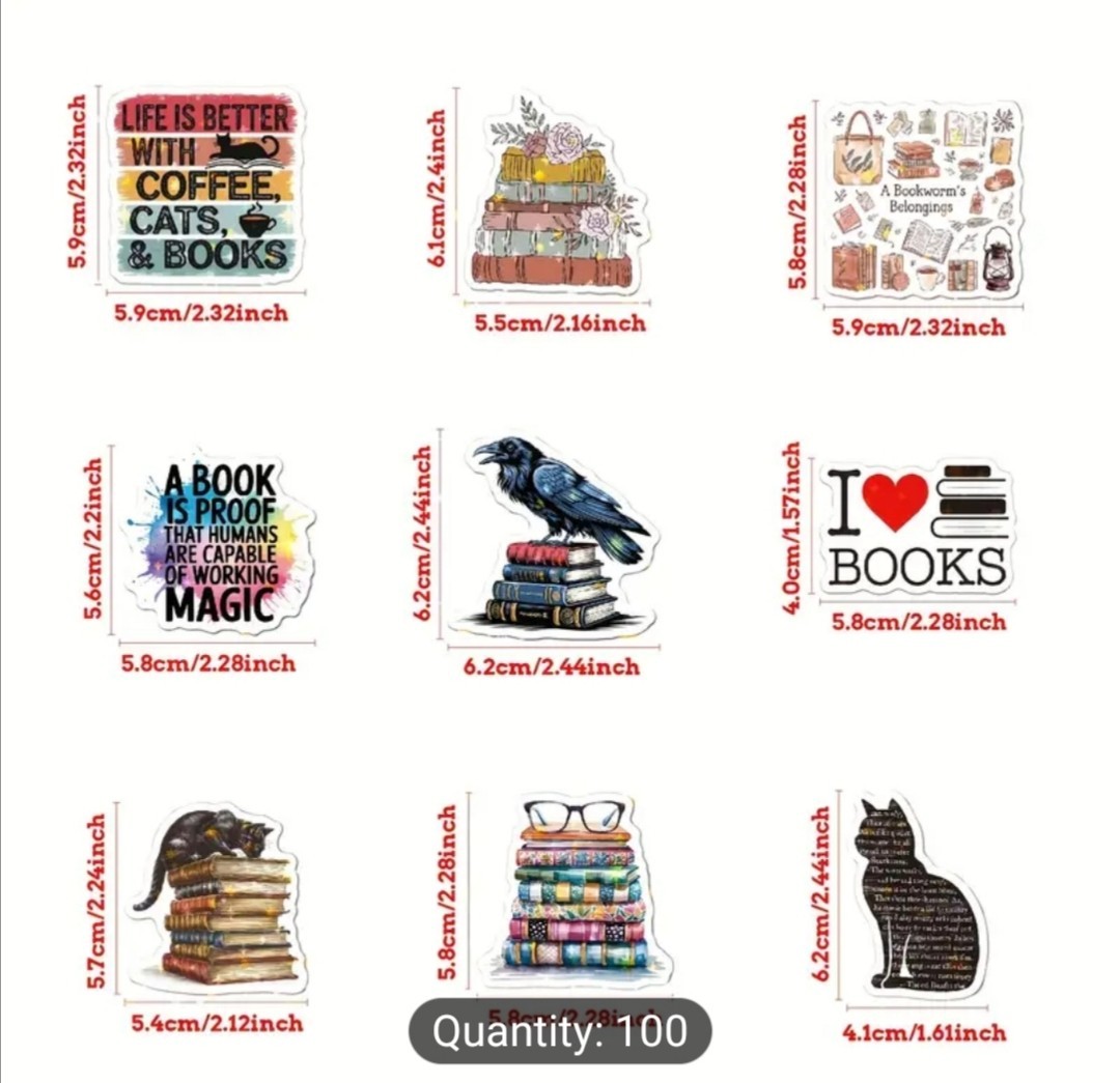 20 PCS Reading Literature Books Novel Lover Stickers Set 2 BRAND NEW
