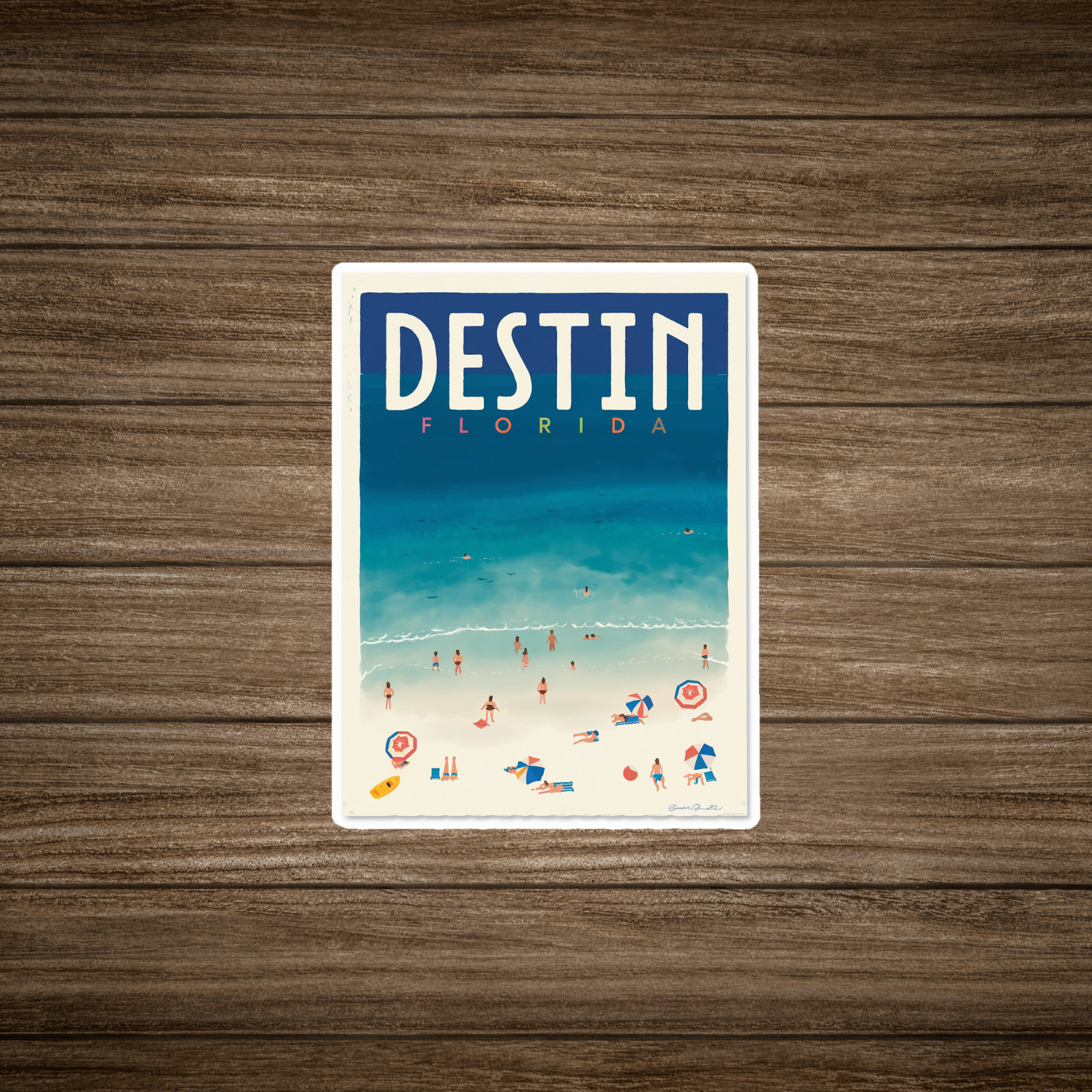 Destin Florida Beach Travel sticker – Vintage Style Coastal Wall Art Print #3087