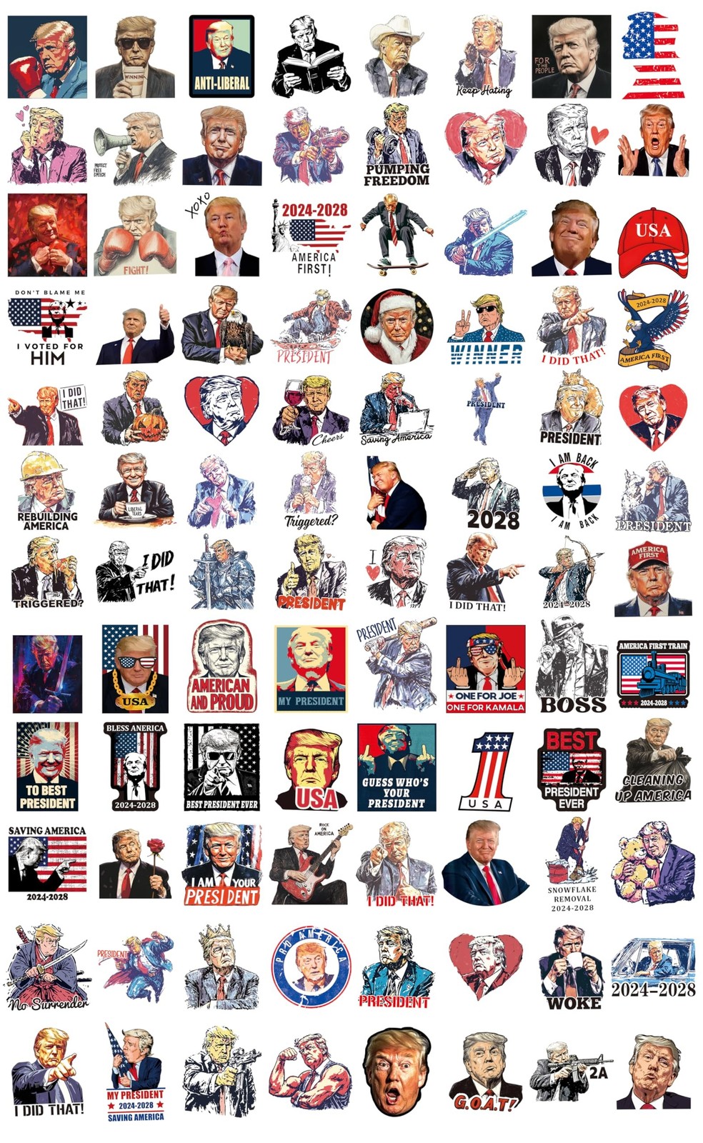 100 Pack President Stickers, American Graphic Picture Decal for Laptop, Phone…