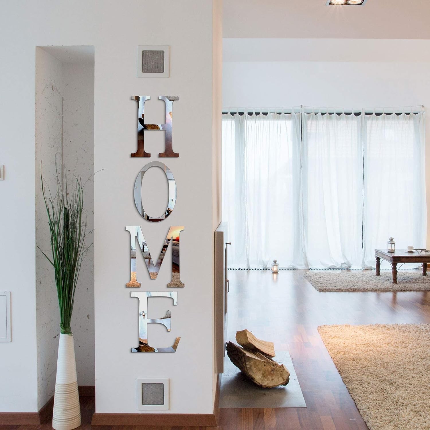 Zonon 3D Home Wall Decor Letter Sign Acrylic Mirror Silver