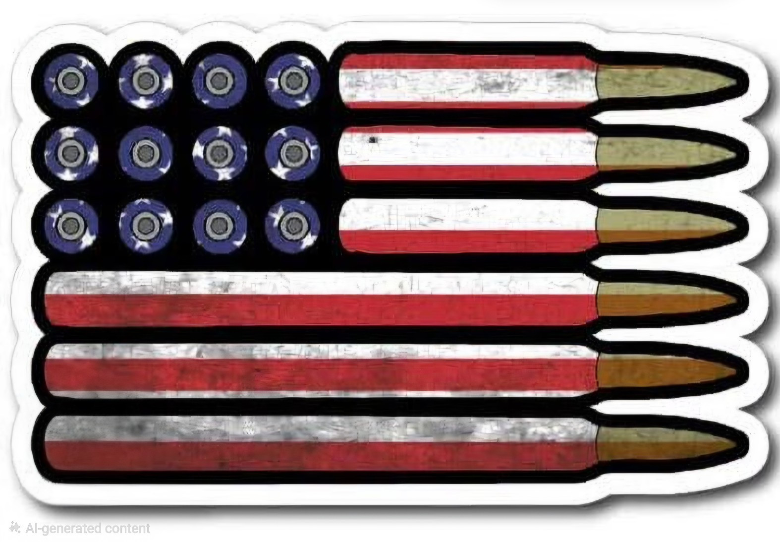 Patriotic American Flag Bullets Horizontal Sticker Decal – Wall/Window