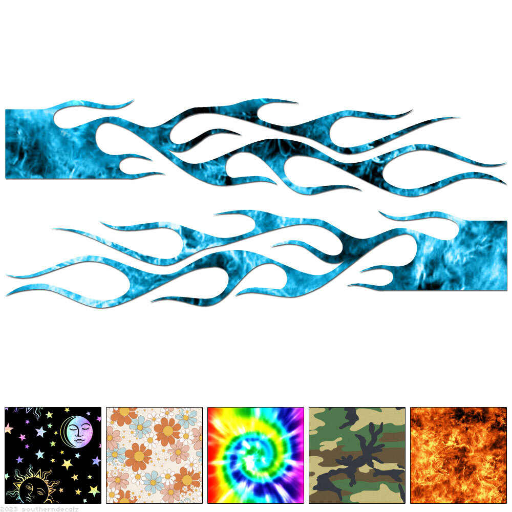 Pair Flames Fire – Decal Sticker – Multiple Patterns & Sizes – ebn7328